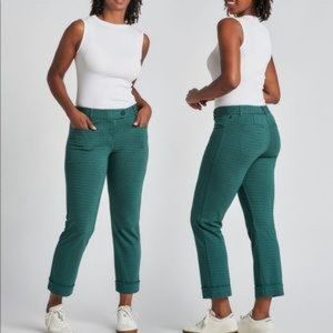 Crop | Lite Dress Pant Yoga Pants (Emerald Deco)  Size: Medium Long